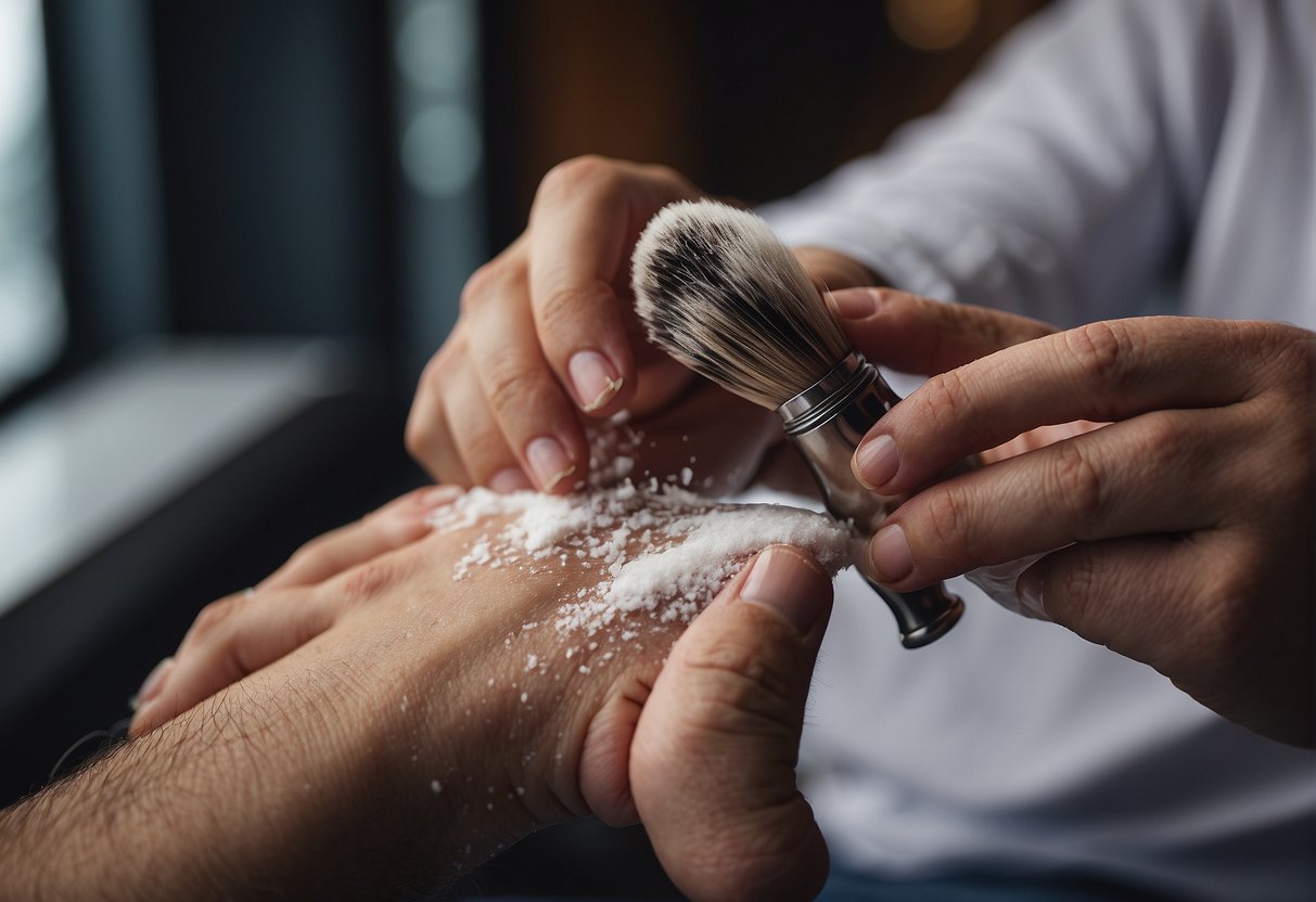A person shaving pubic hair and experiencing itching