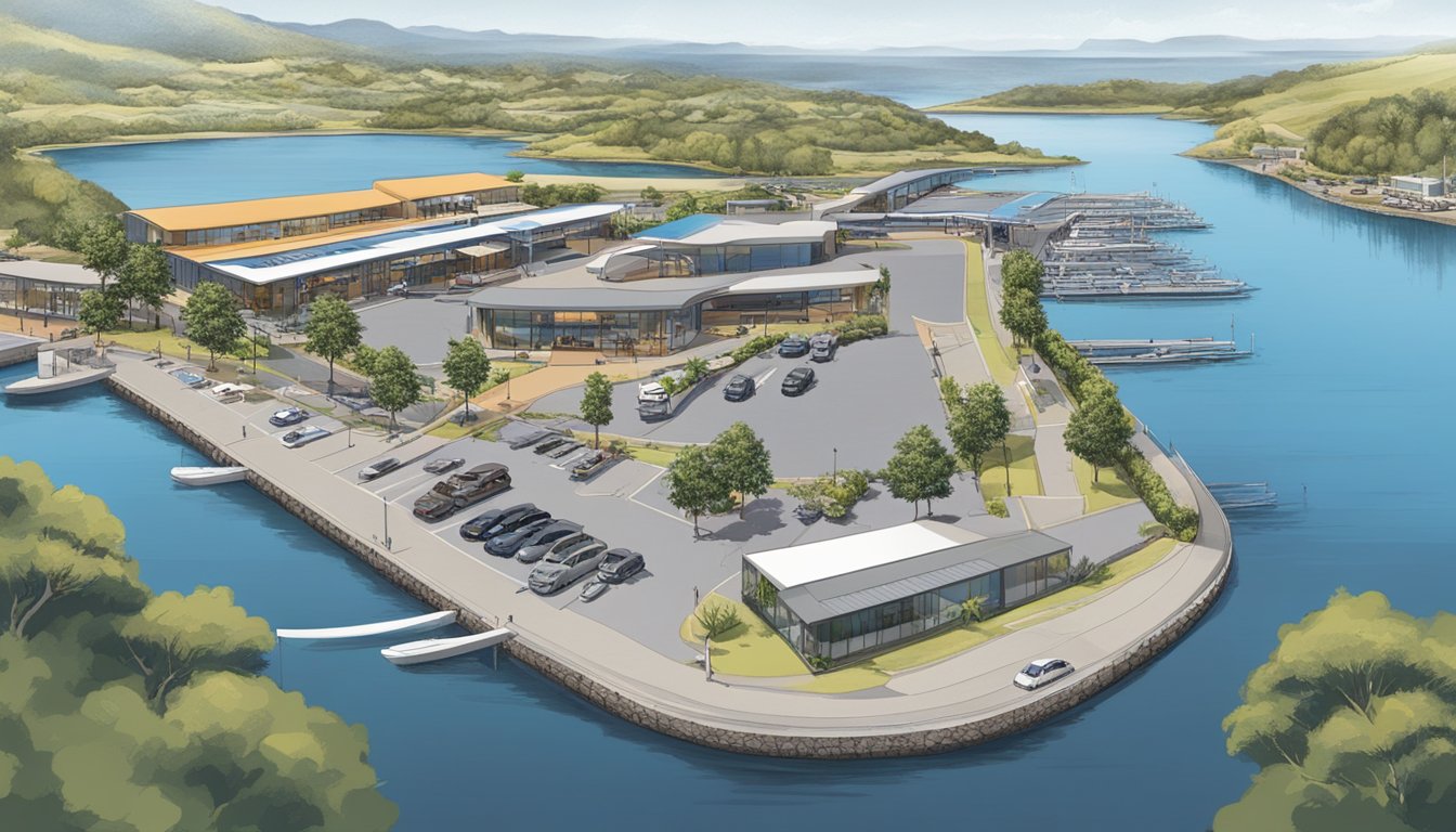 Birkenhead Point Brand Outlet, easily accessible with ample parking, surrounded by water, and scenic views
