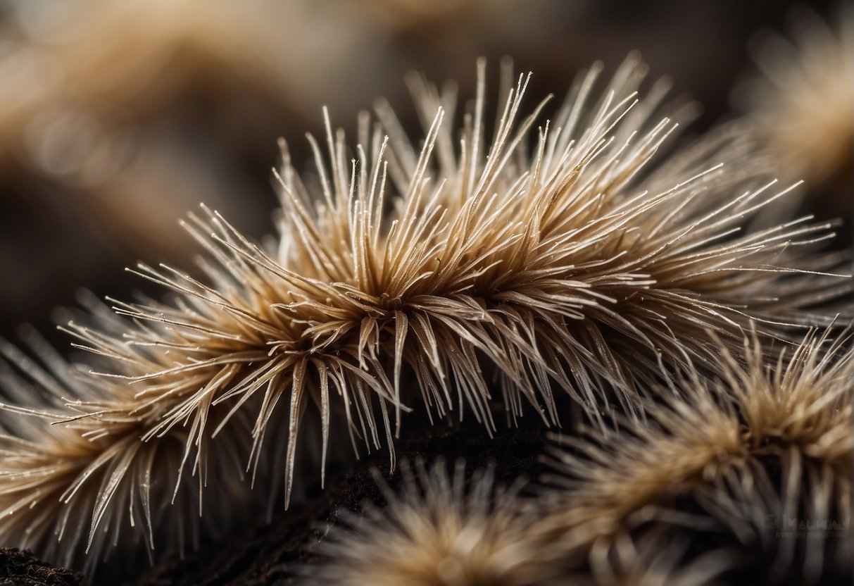 A close-up of pubic hair with visible dandruff-like flakes