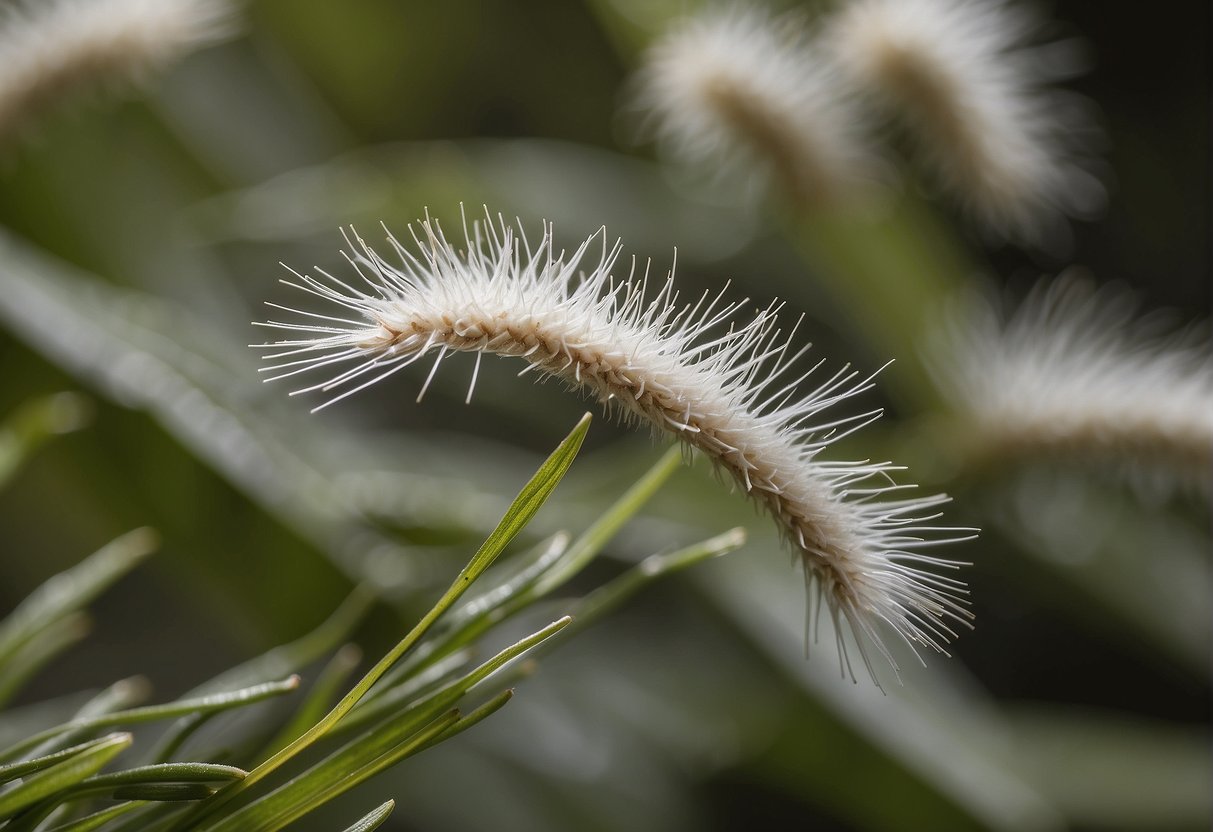 A close-up of pubic hair with visible white flakes resembling dandruff, surrounded by skin irritation and redness