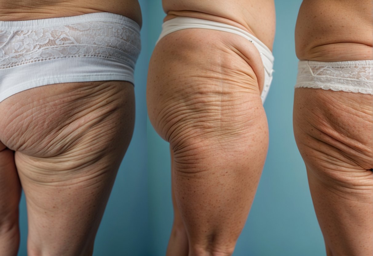 Elderly women's pubic hair growth, showing progression and changes