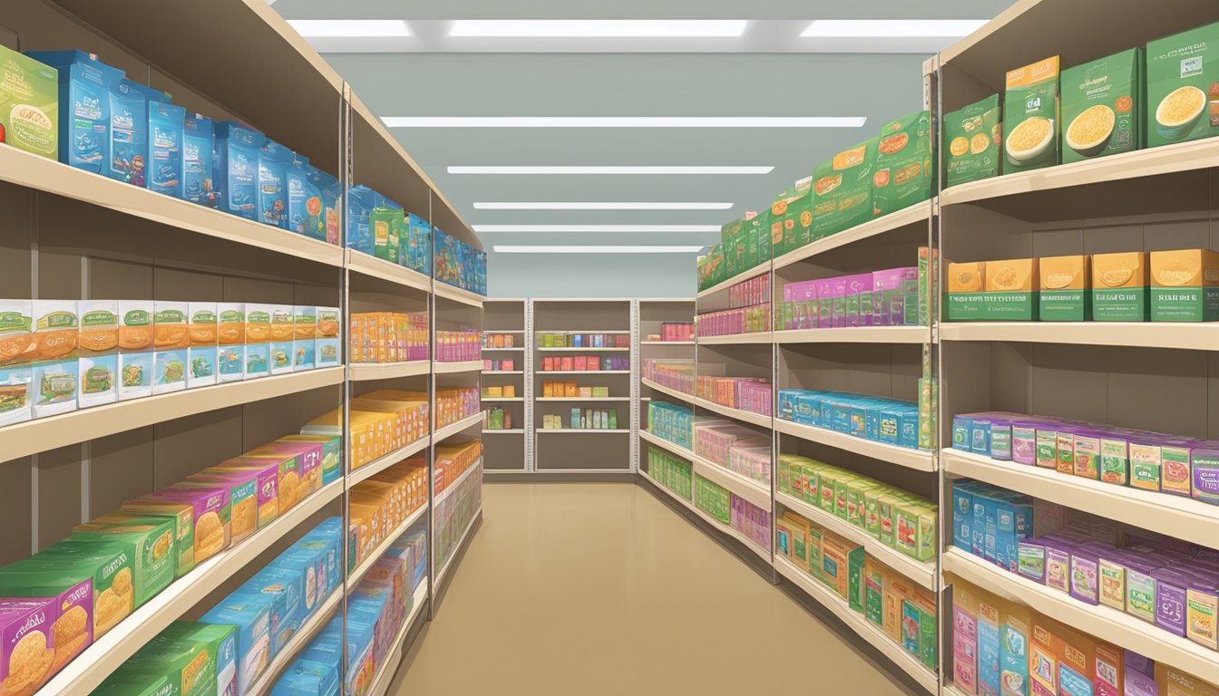 A row of neatly arranged product boxes with the brand name prominently displayed