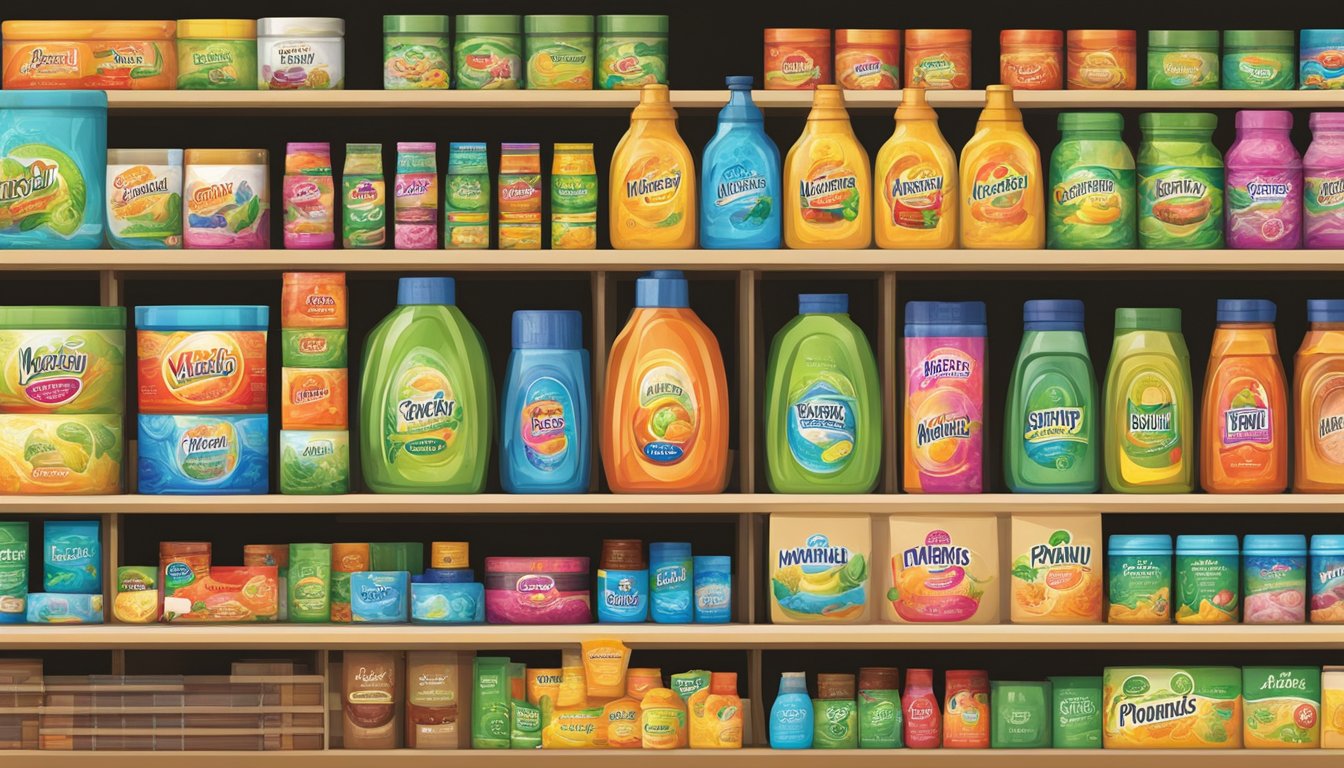 A colorful array of Wahyu brand products displayed on shelves with the brand name prominently featured
