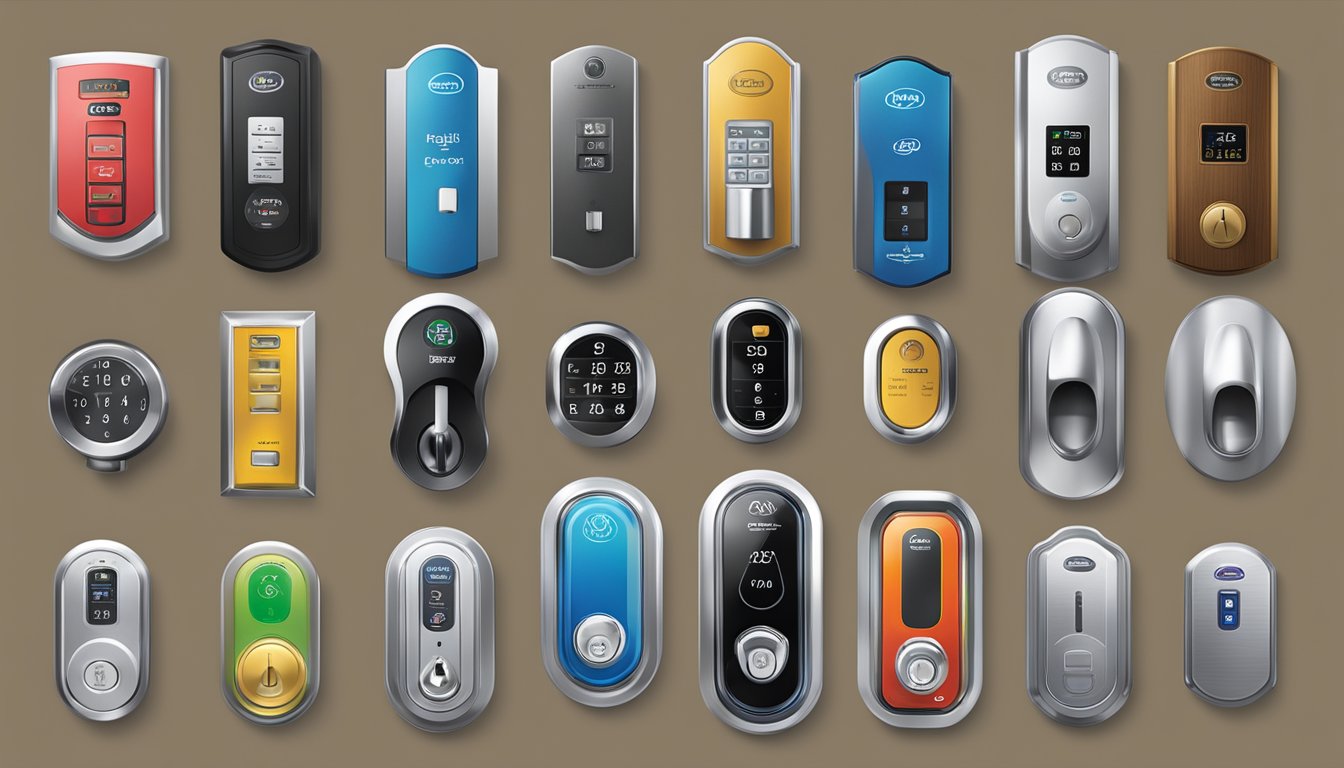 A display of top digital lock brands and models, featuring sleek designs and advanced technology