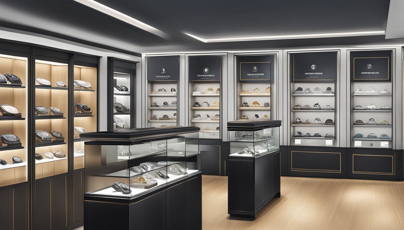 A display of German watch brands in a modern Singaporean watch store