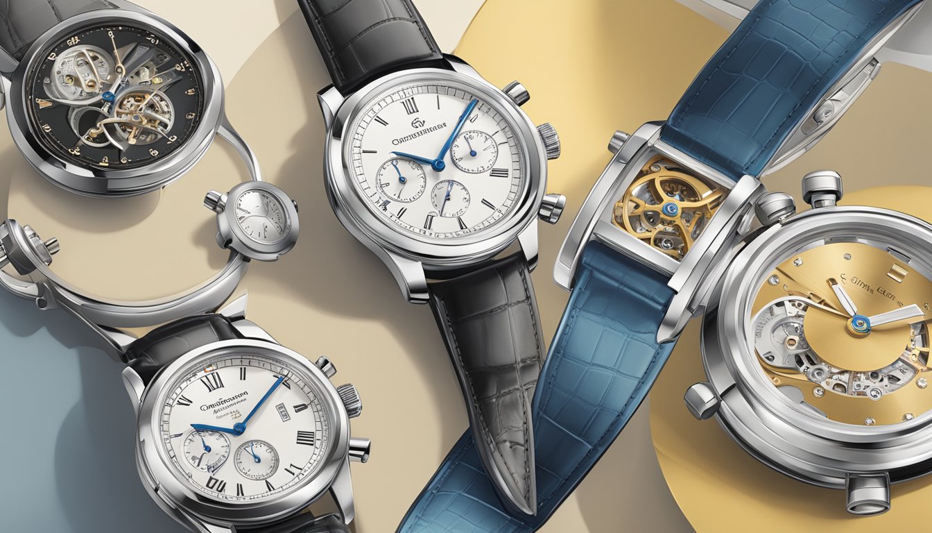 A display of German timepieces in various styles, showcased in a sleek and modern setting in Singapore