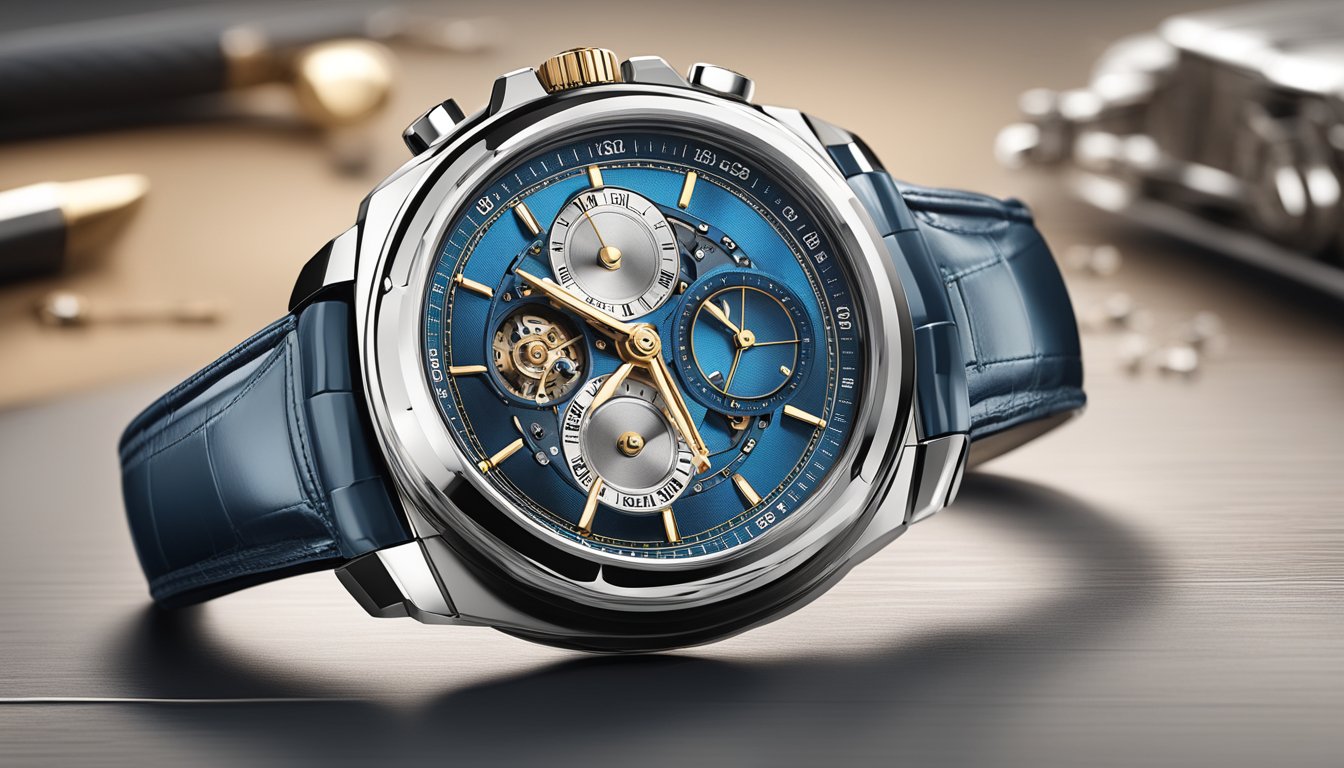 A display of precision-engineered German watches, showcasing intricate dials and mechanical movements, set against a backdrop of modern sophistication