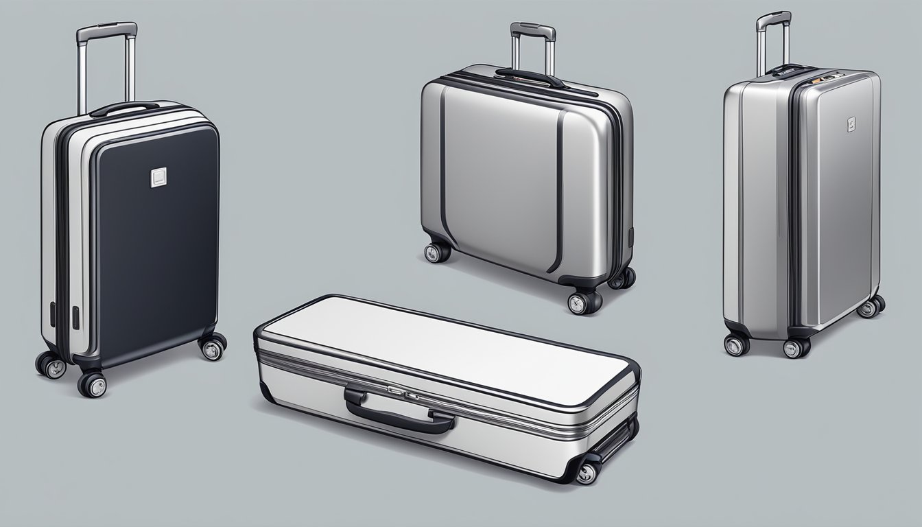 A sleek Japanese luggage brand, showcasing modern design and innovative features, with clean lines and minimalist details