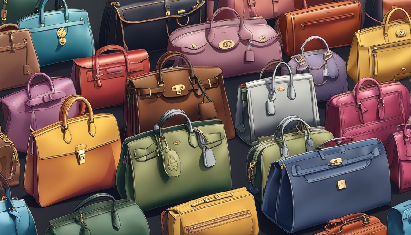 A display of luxurious bags from History and Iconic Brands, showcasing the most expensive bag brand