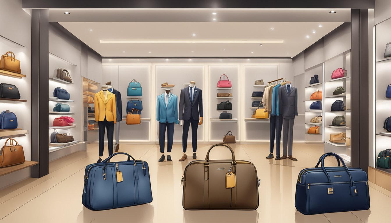 A display of popular bag brands in a Singaporean boutique
