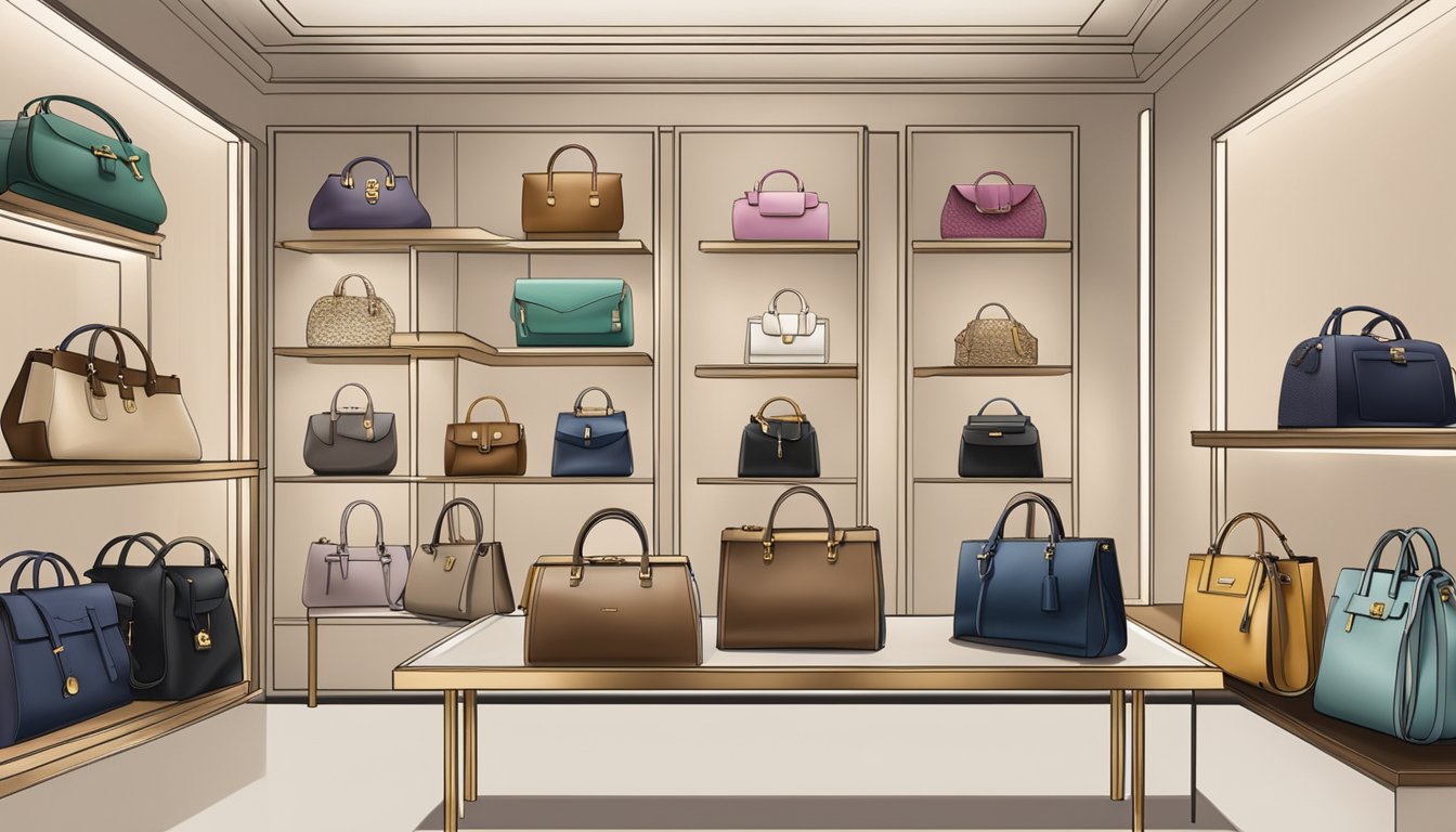 Luxury bags neatly displayed in a Singapore boutique, showcasing top designer brands for savvy shoppers to splurge on
