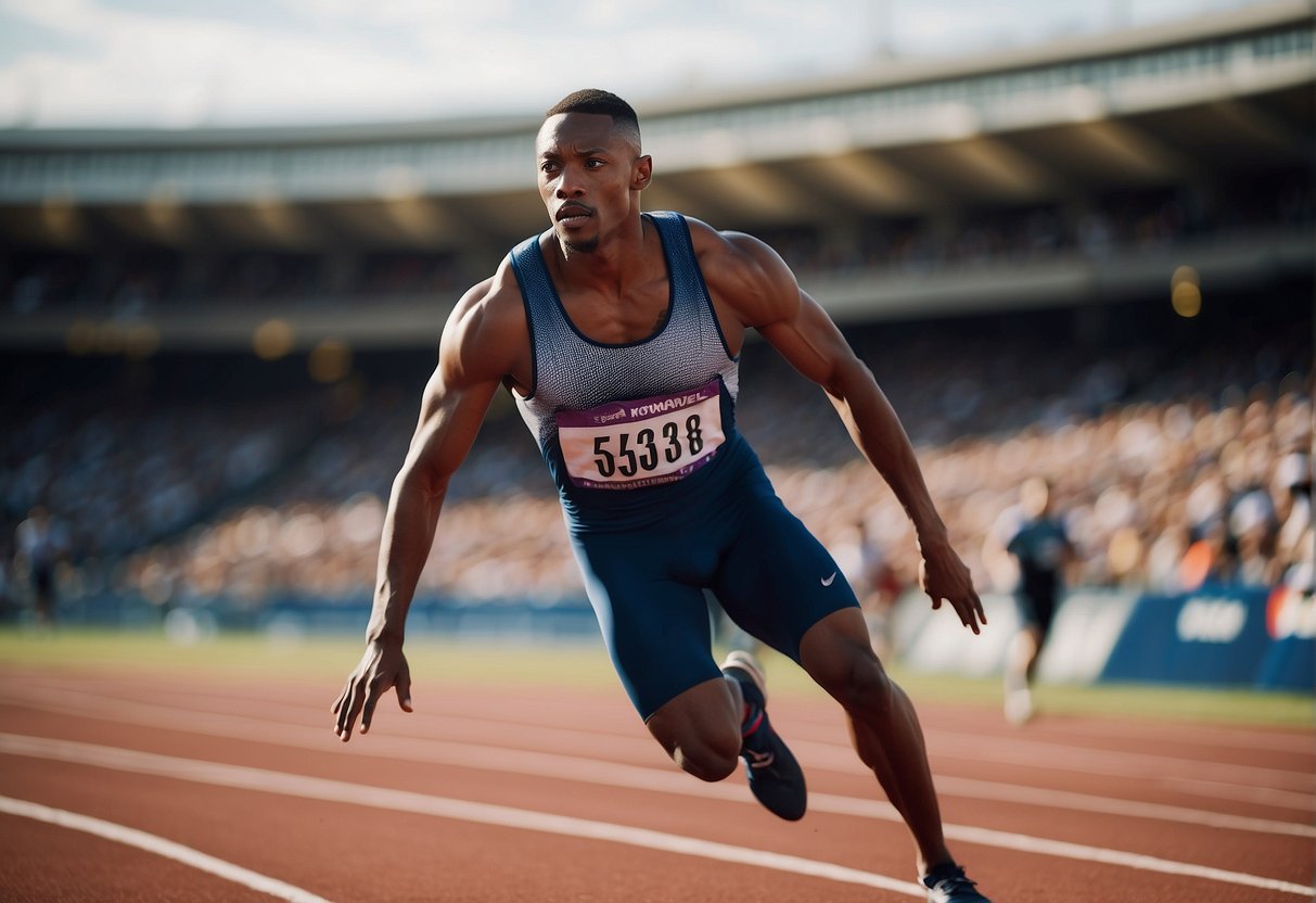 Does Sprinting Increase Testosterone 2024? Experts Explain 2 A sprinter races across a track, exuding power and speed, with a sense of determination and intensity in their movement