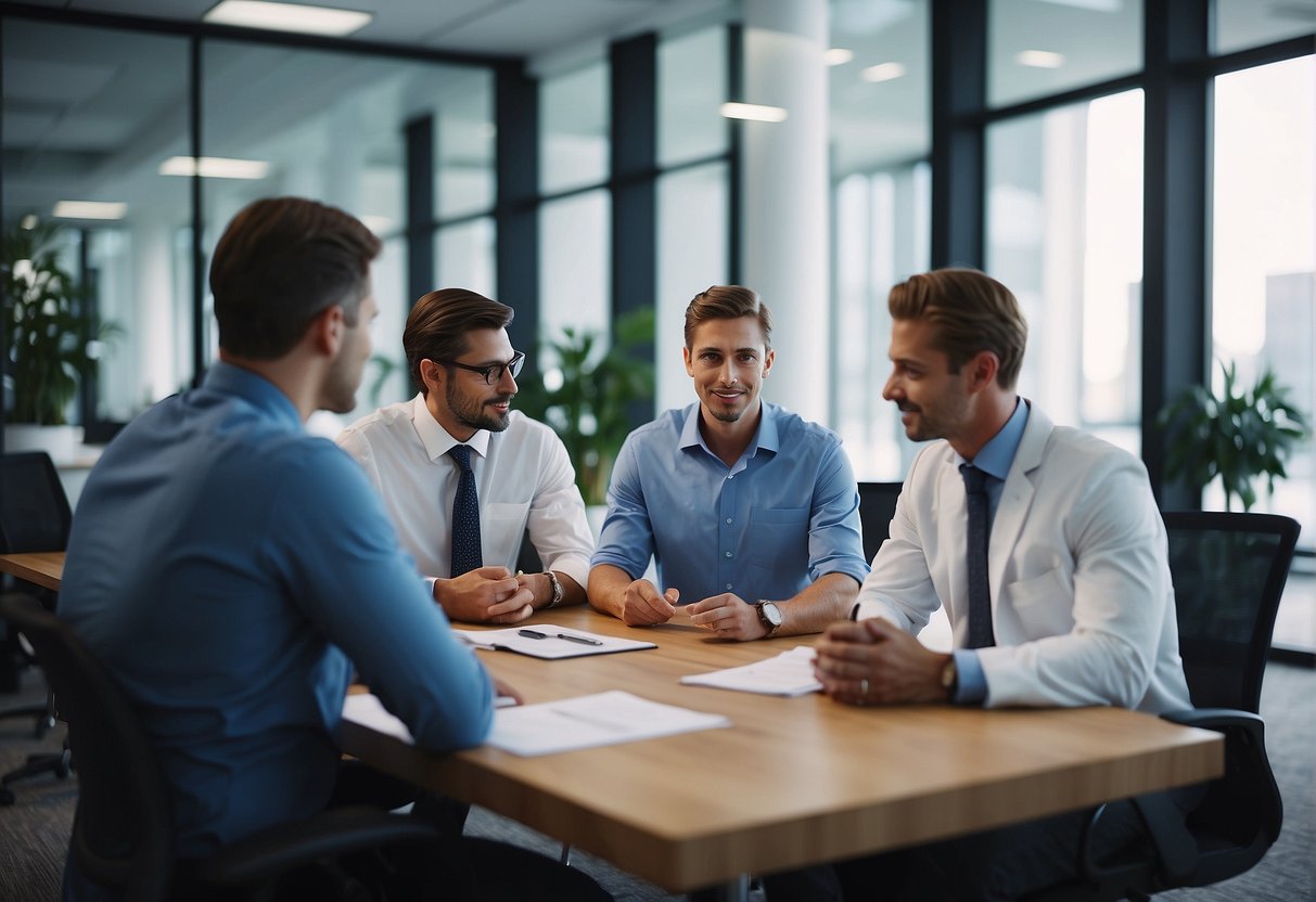 Can I Workout with Costochondritis 2024? Experts Explain 2 A group of professionals discussing and implementing management and treatment strategies for costochondritis in a modern office setting