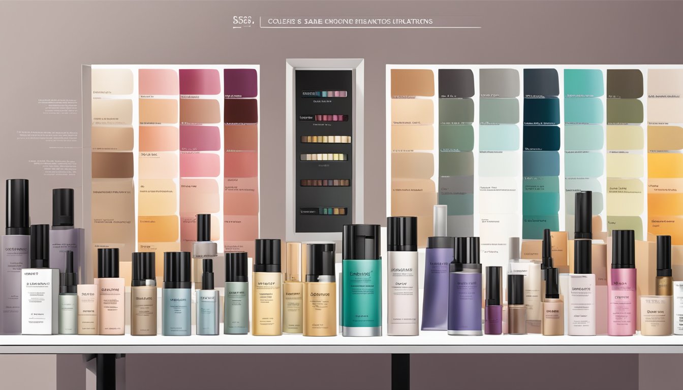 A table displaying various hair color brands and shades, with swatches and product descriptions
