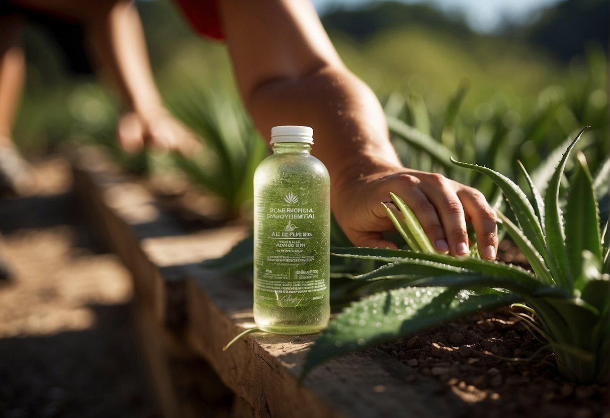 Can You Workout With a Sunburn in 2024? Surprising Insights 3 A person applies aloe vera to soothe sunburn while exercising outdoors