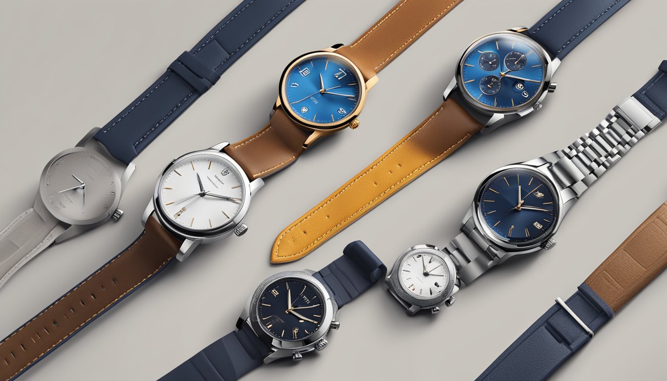 A lineup of top 10 watch brands, each showcasing their unique innovations in timekeeping, displayed on a sleek, modern backdrop