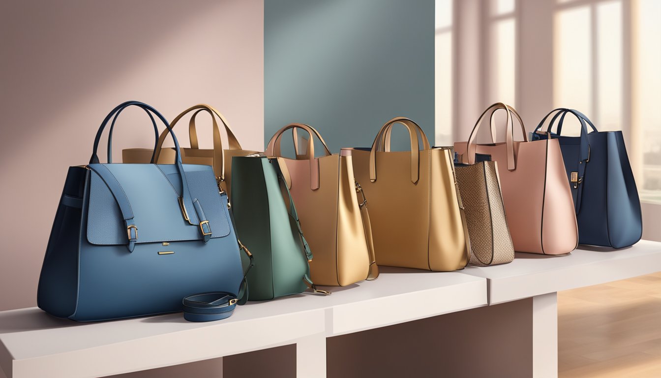 A display of trendy and functional branded bags in a stylish setting