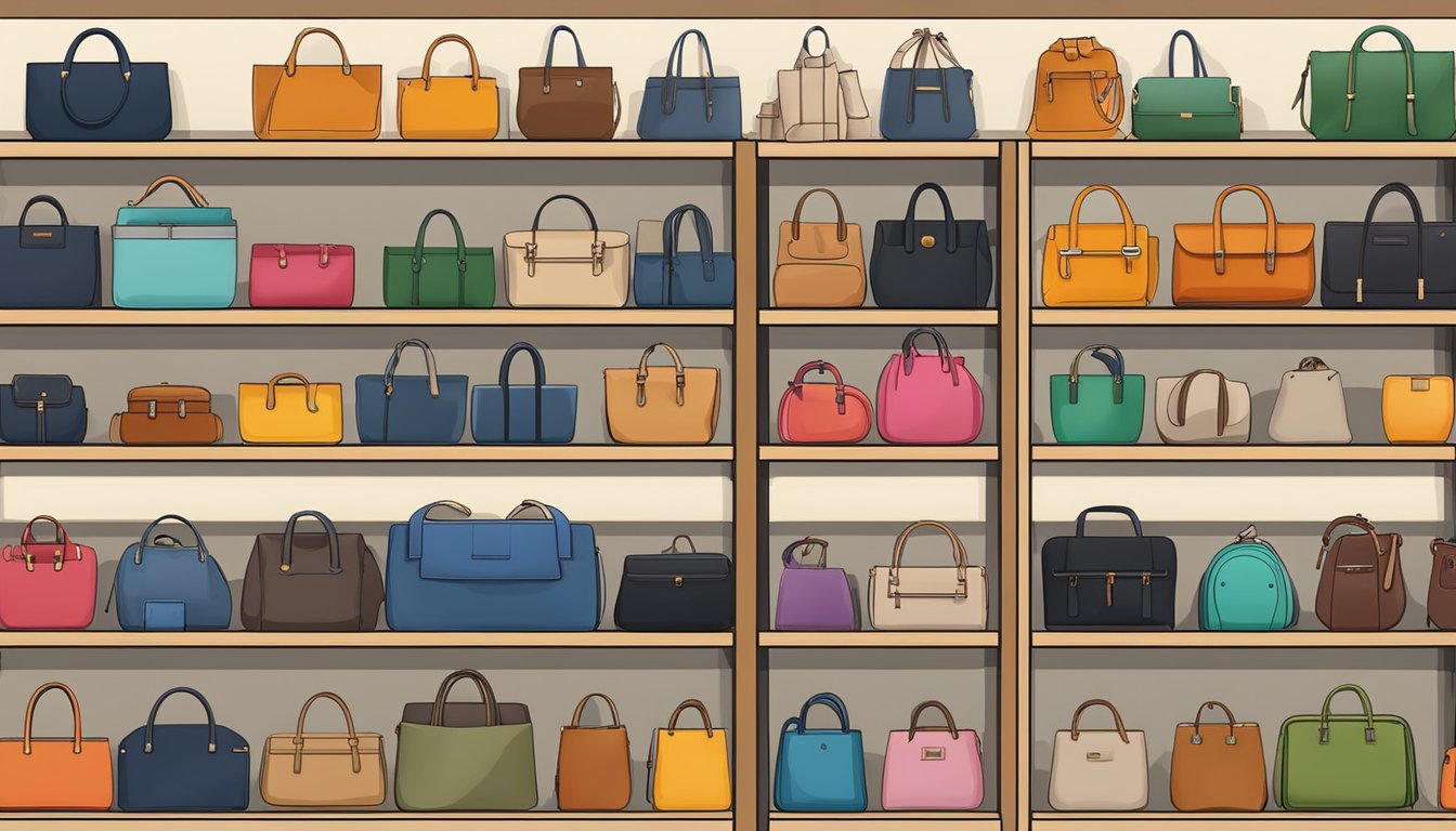 Various bag brands displayed on shelves, ranked by investment potential. Quality, design, and market demand are considered