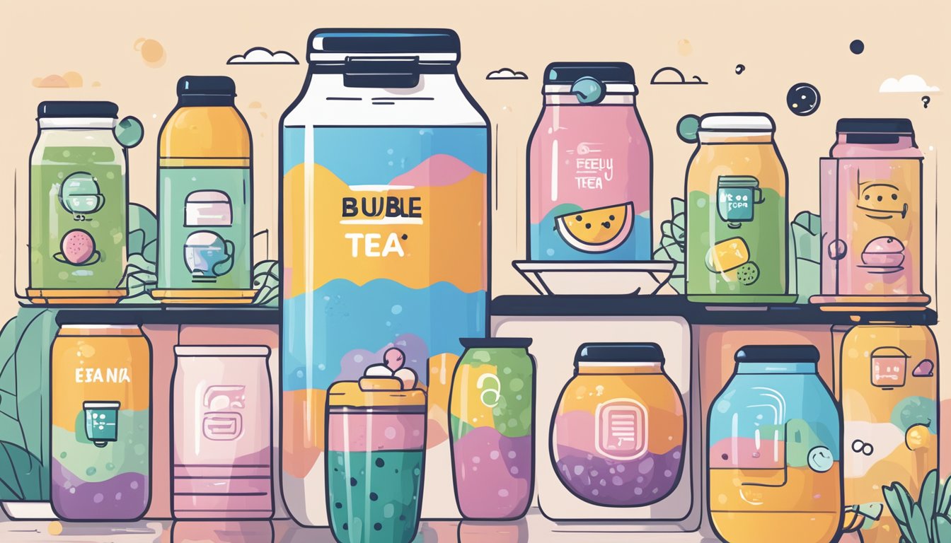 A colorful display of various bubble tea brands with "Frequently Asked Questions" written in a speech bubble above them