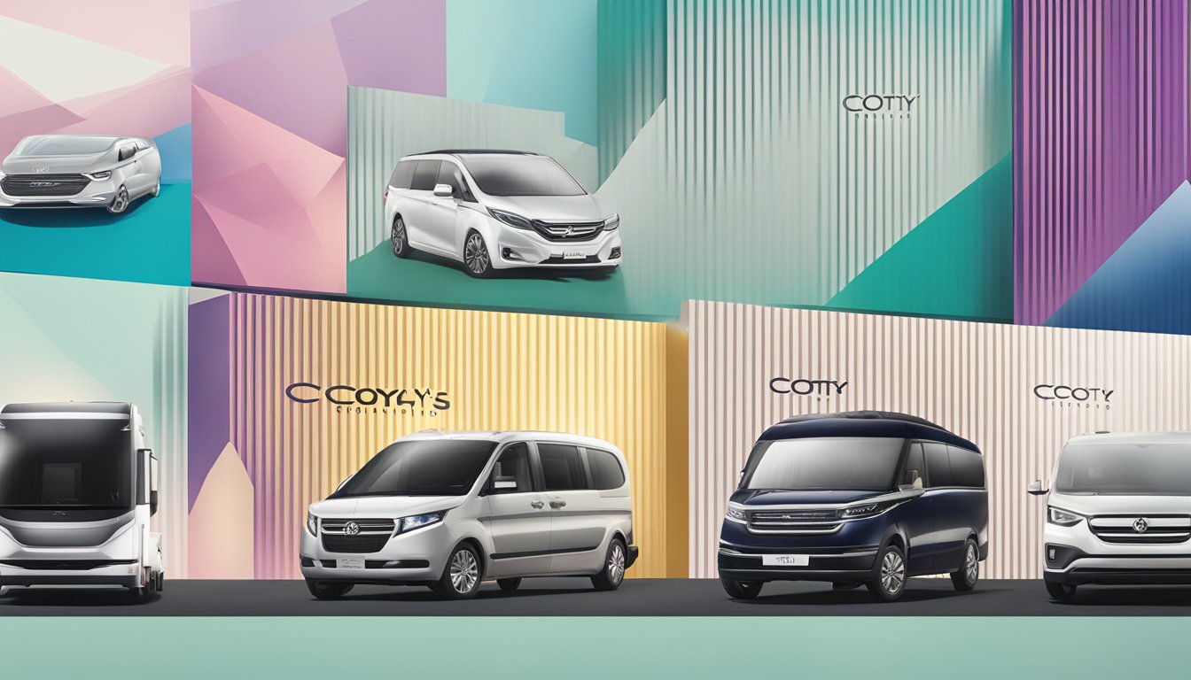 A lineup of Coty's brand logos displayed on a sleek, modern backdrop