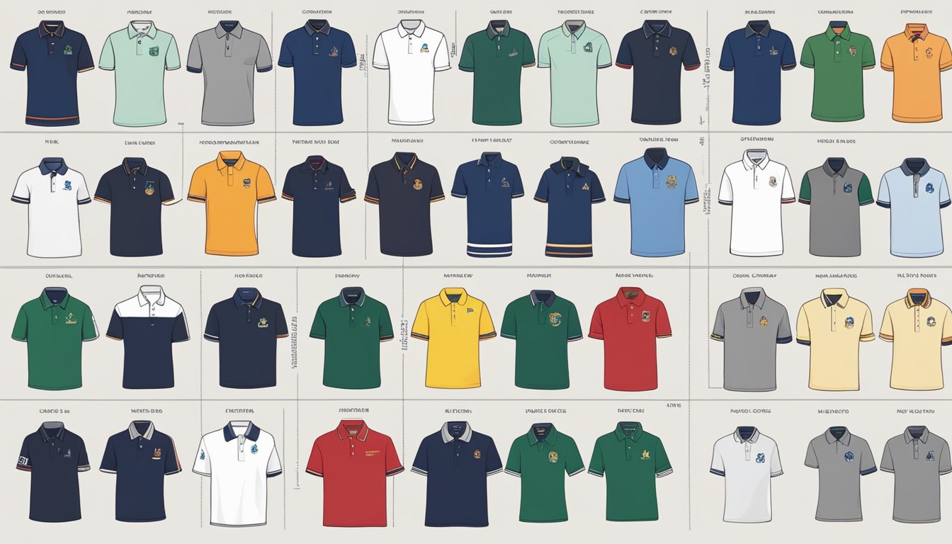 A timeline of polo shirt brands from past to present, with each brand's logo evolving alongside the shirt's design