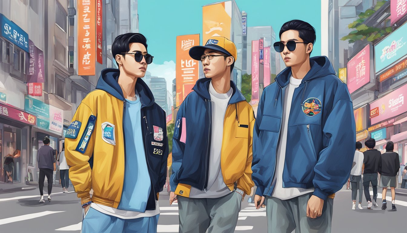 Korean streetwear brands collaborate with celebrities for endorsements, creating a buzz in the bustling streets of Seoul