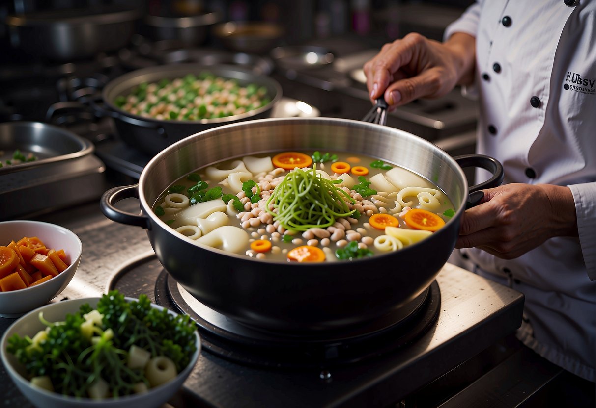 A chef prepares a variety of Chinese soup recipes using only vegetables, carefully considering special dietary requirements