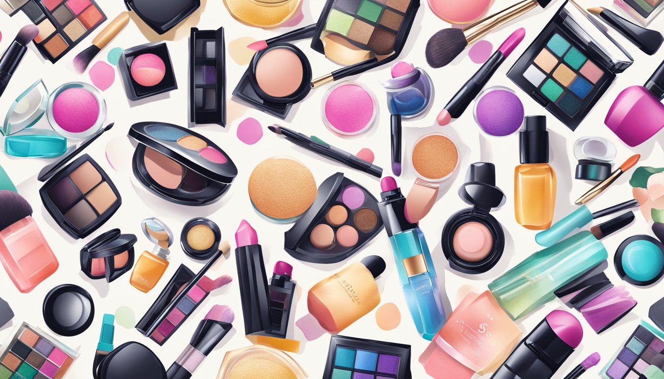 A colorful array of makeup products from Singaporean cosmetic brands, showcasing innovative and trendy designs