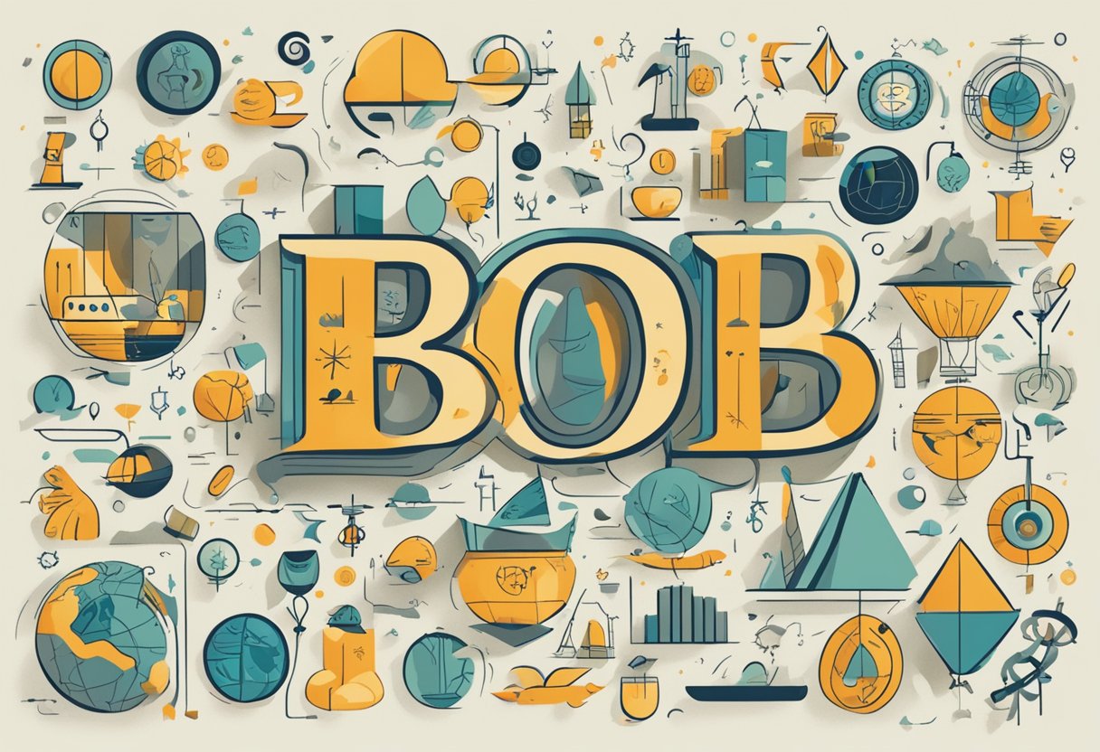 The word "Bob" surrounded by various word origins and related symbols