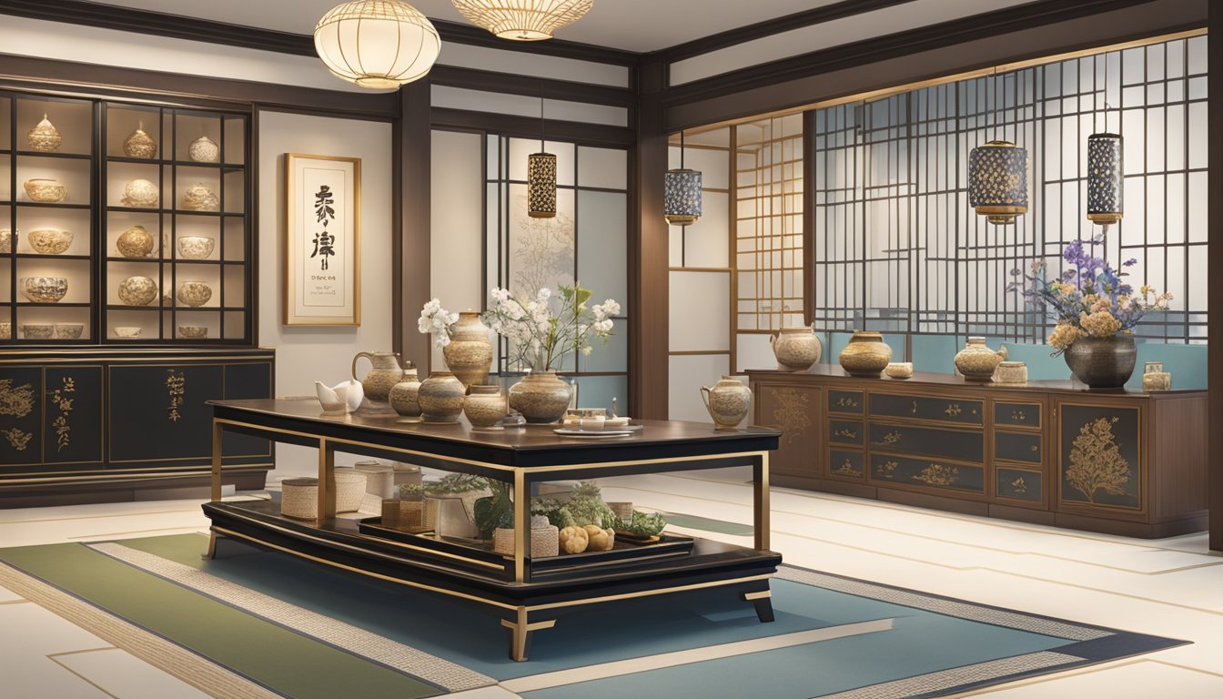 Takashimaya's Heritage: classic brands displayed in elegant setting with traditional Japanese motifs