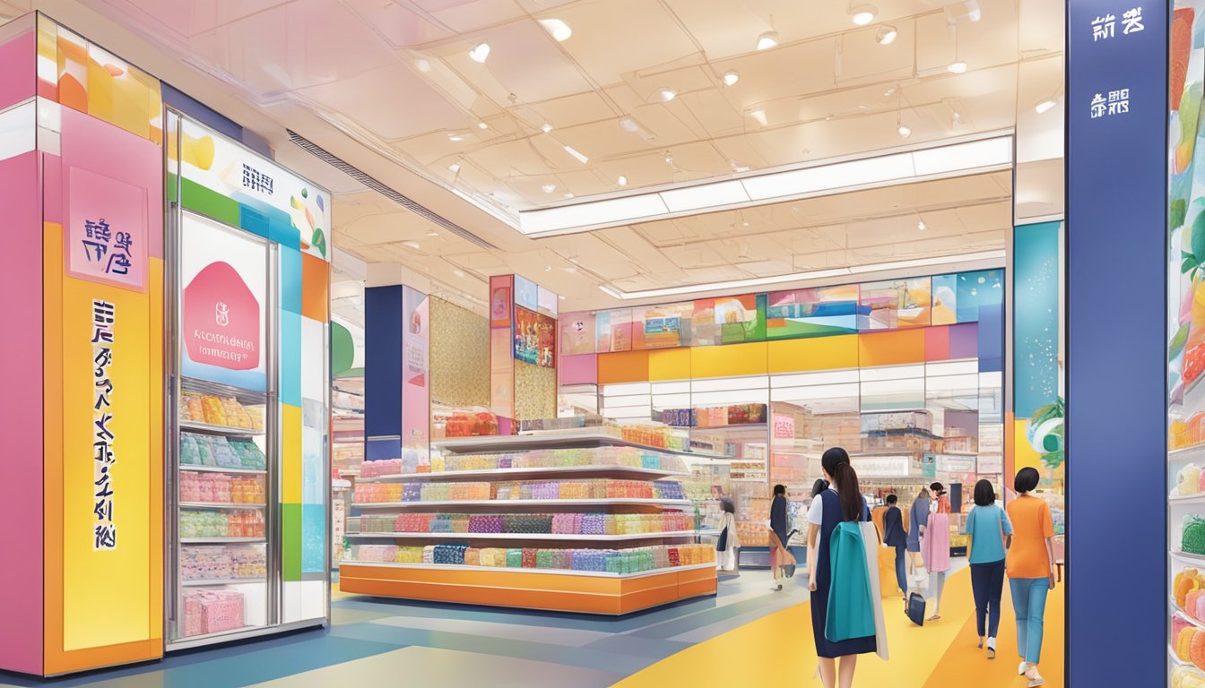 Iconic brands and partnerships displayed at Takashimaya, showcasing logos and products in a vibrant and inviting setting