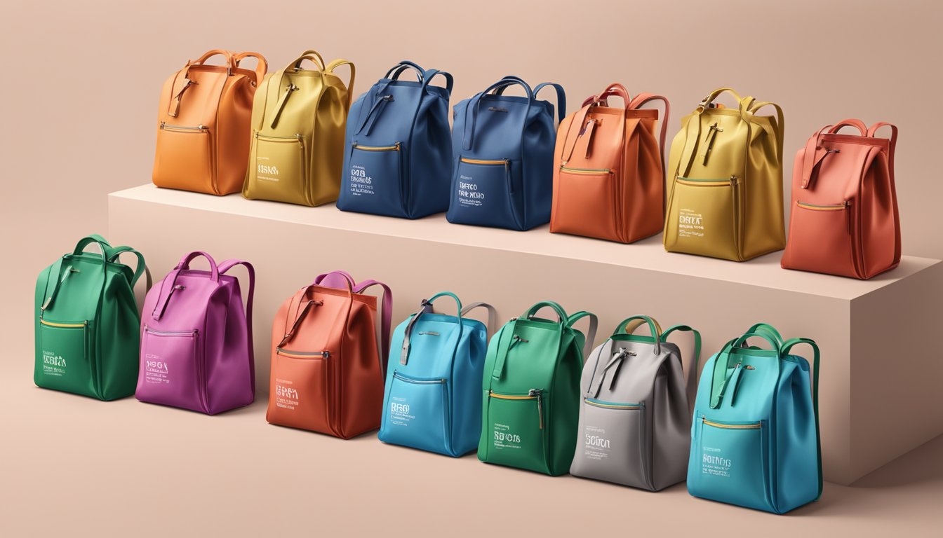 A stack of colorful "Frequently Asked Questions" Thai brand bags arranged in a neat display