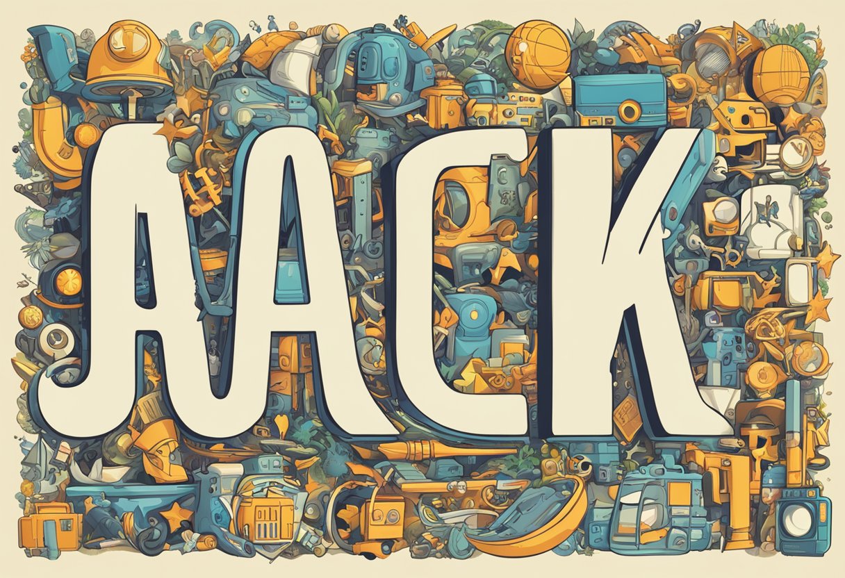 Jack's name displayed in bold letters with various pop culture symbols surrounding it
