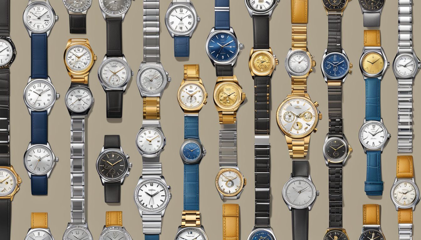 A display of various watch styles and occasions, showcasing affordable brands