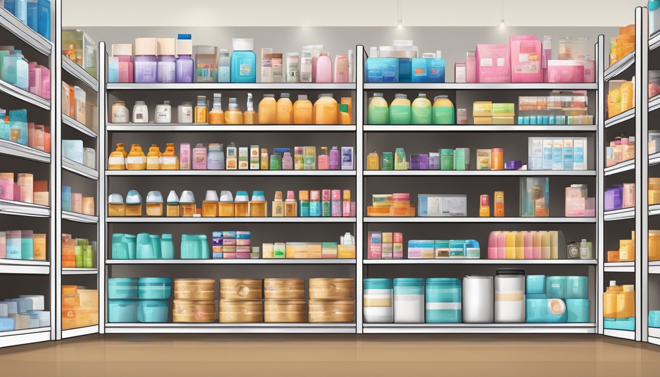 Shelves lined with Japanese brand products, price tags displaying lower costs, and a variety of items from electronics to cosmetics