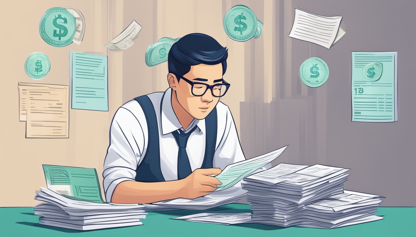 A person carefully reviewing loan qualifications from legitimate money lenders in Singapore, while avoiding loan scams and illegal lenders