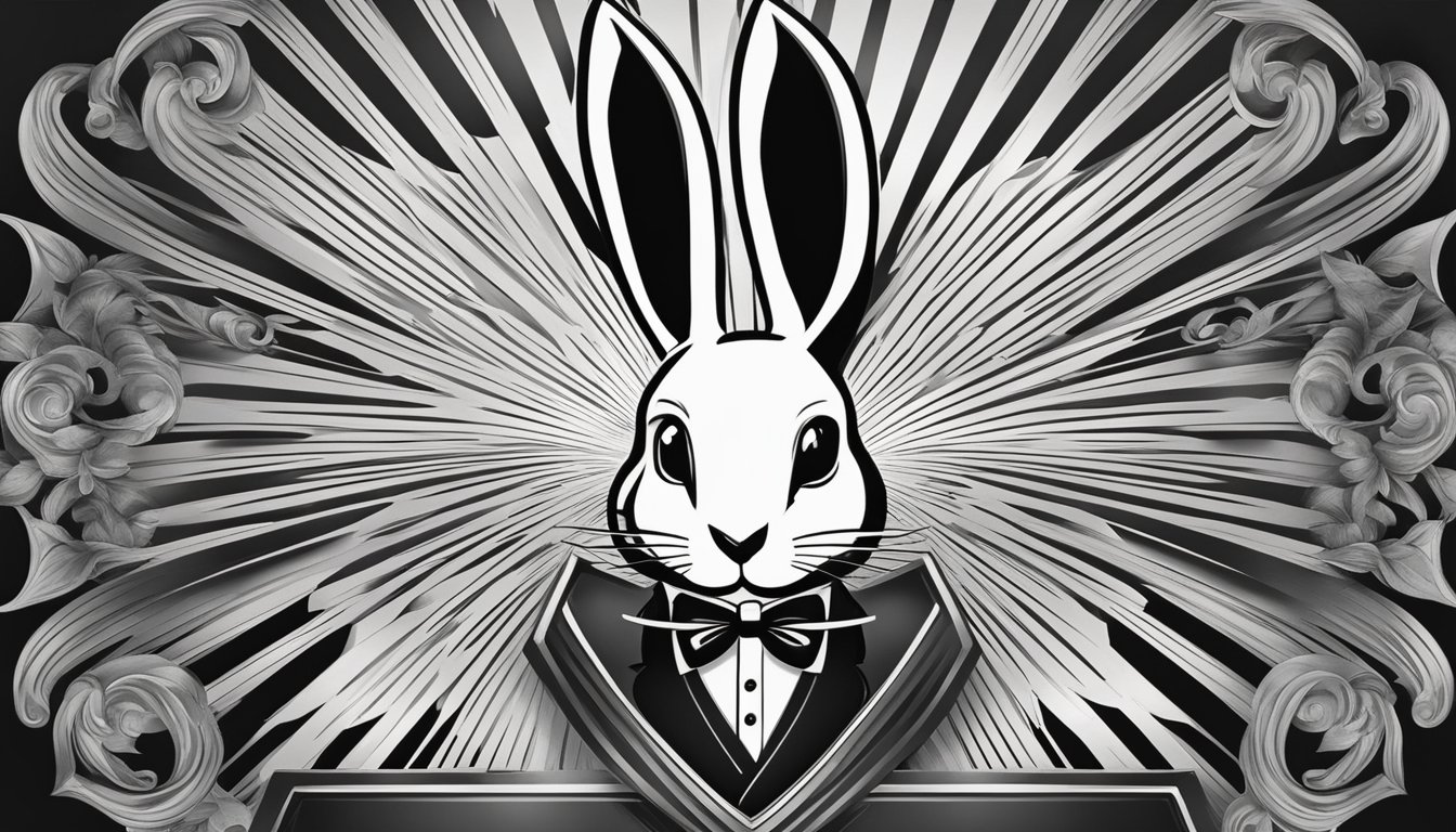 A sleek, black and white logo of the Playboy brand, featuring a stylized rabbit head with a bowtie, set against a luxurious, sophisticated backdrop