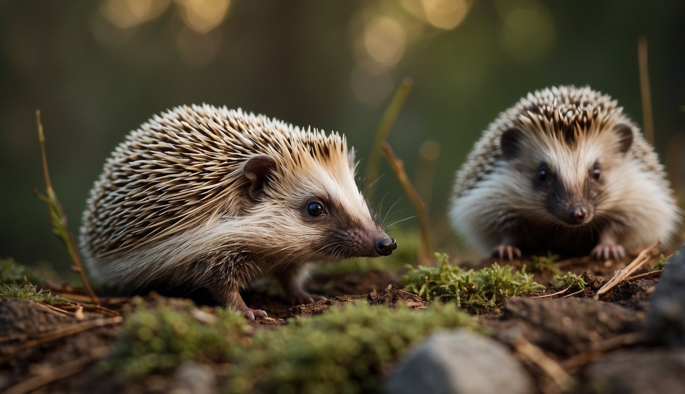 Hedgehogs raise their quills in a defensive posture, forming a protective barrier against potential threats