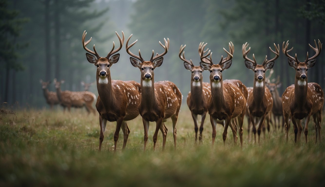 A herd of deer moves in unison, following an invisible force.

They navigate through dense forests and across open fields with unwavering precision