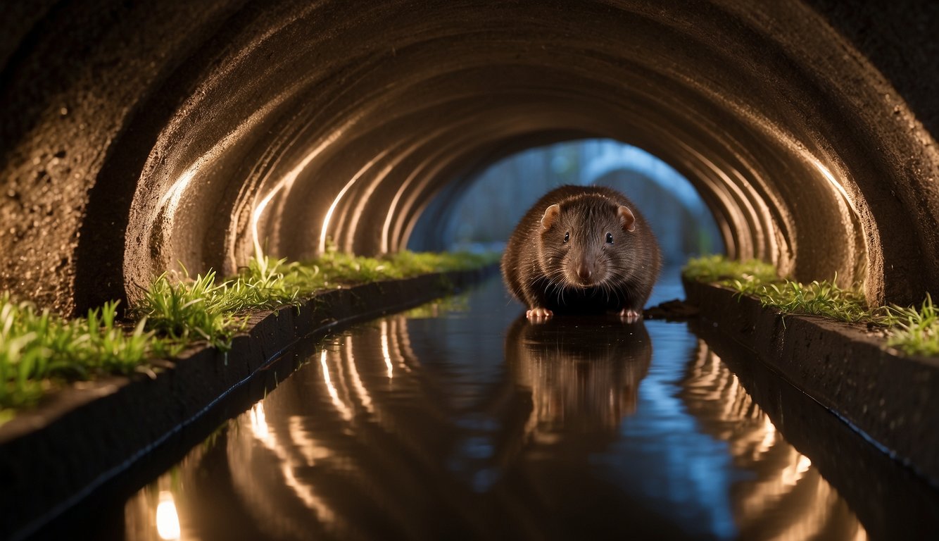 Moles burrowing intricate tunnels beneath earth, creating a network of underground architecture