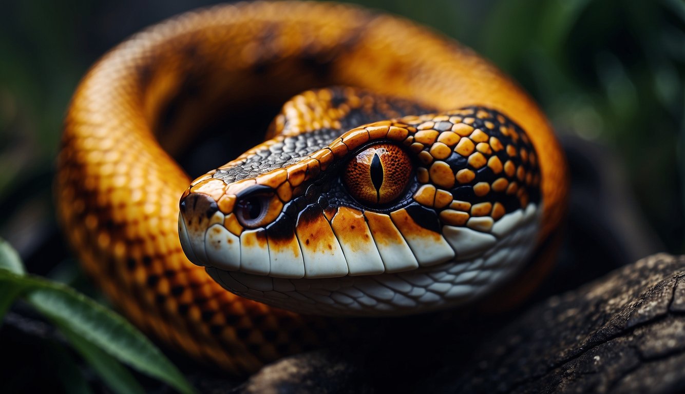 A snake slithers through the dark, its tongue flicking out to sense the heat of its surroundings.

The world is painted in shades of red, orange, and yellow as the snake uses its thermal vision to navigate and hunt