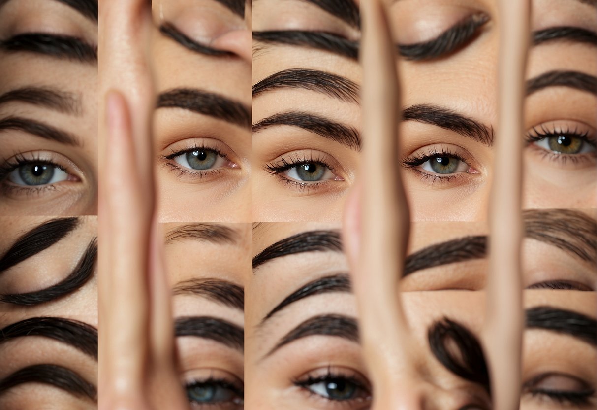 A close-up of perfectly shaped eyebrows with a caption "Frequently Asked Questions: How to achieve perfect eyebrows."