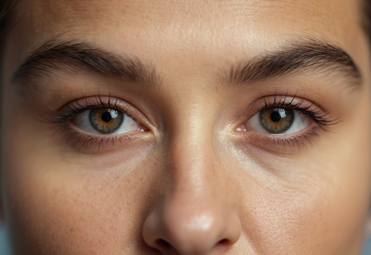 A close-up of a single eyebrow hair growing back over time