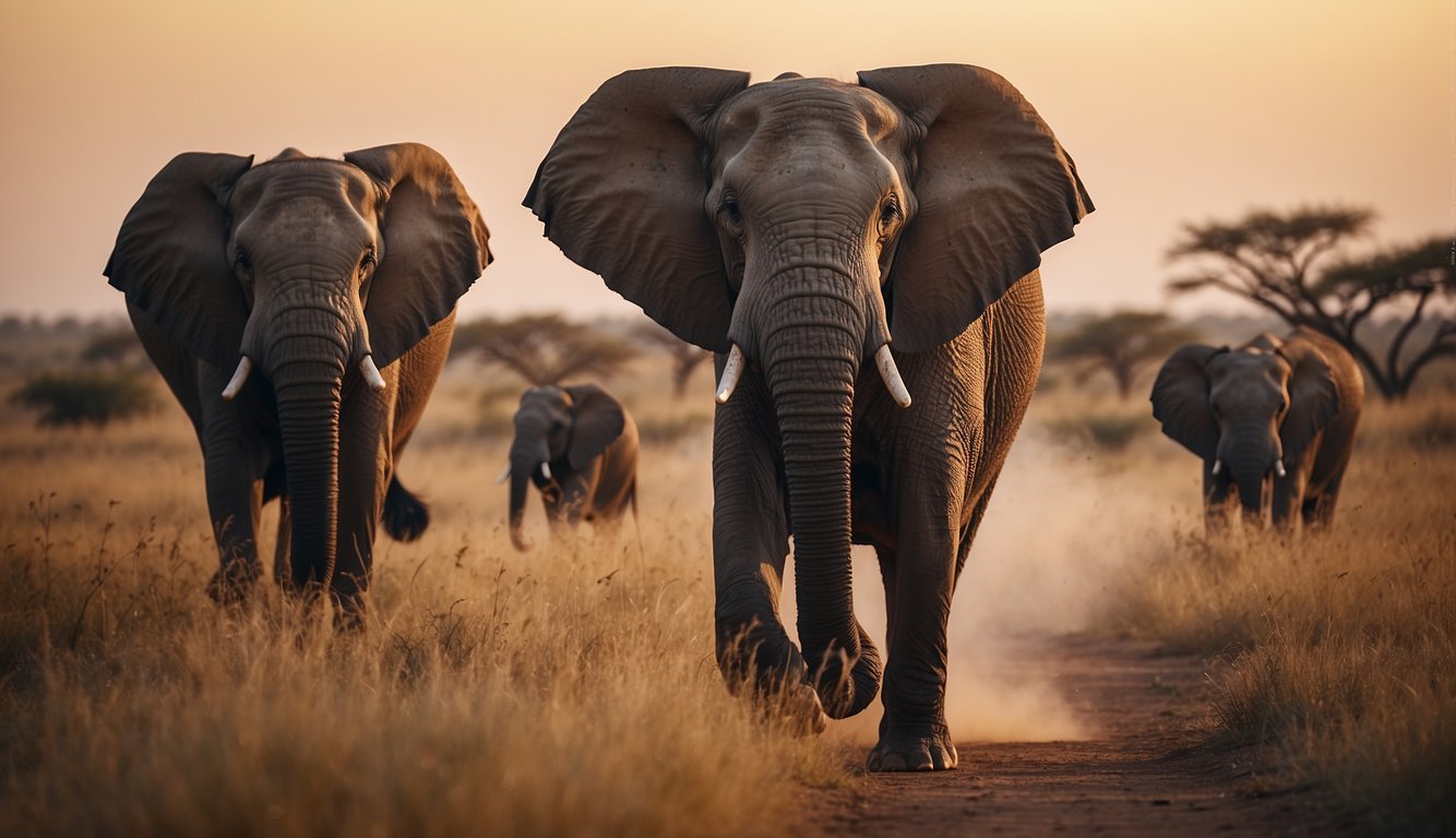 Elephants traverse a vast savanna, recalling their history through interactions with the environment