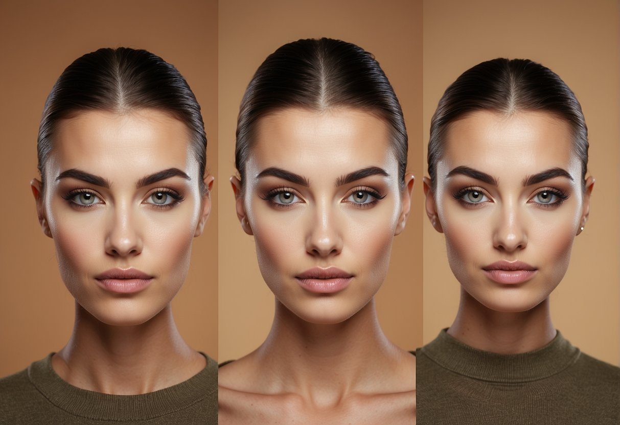 A pair of eyebrows growing back, depicted in stages from sparse to full, against a neutral background