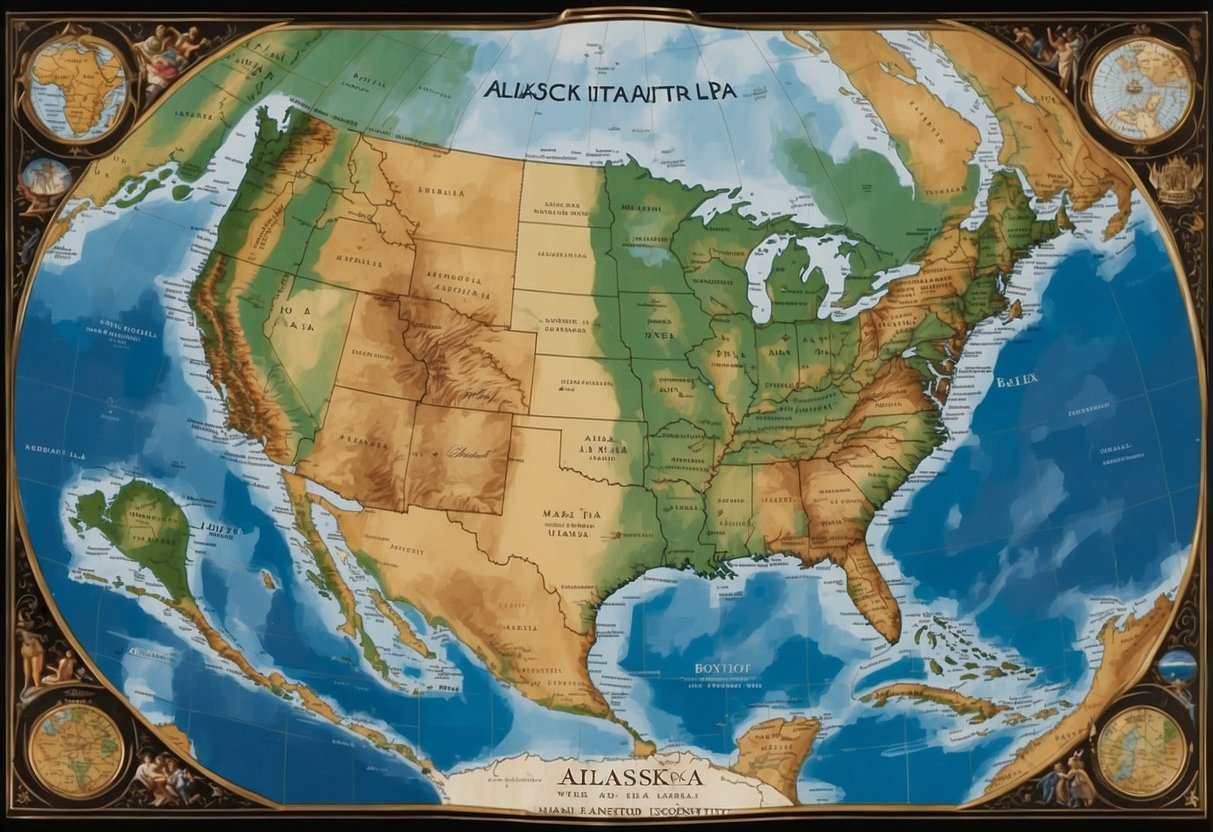 Alaska and Australia depicted on a world map, with Alaska appearing larger than Australia