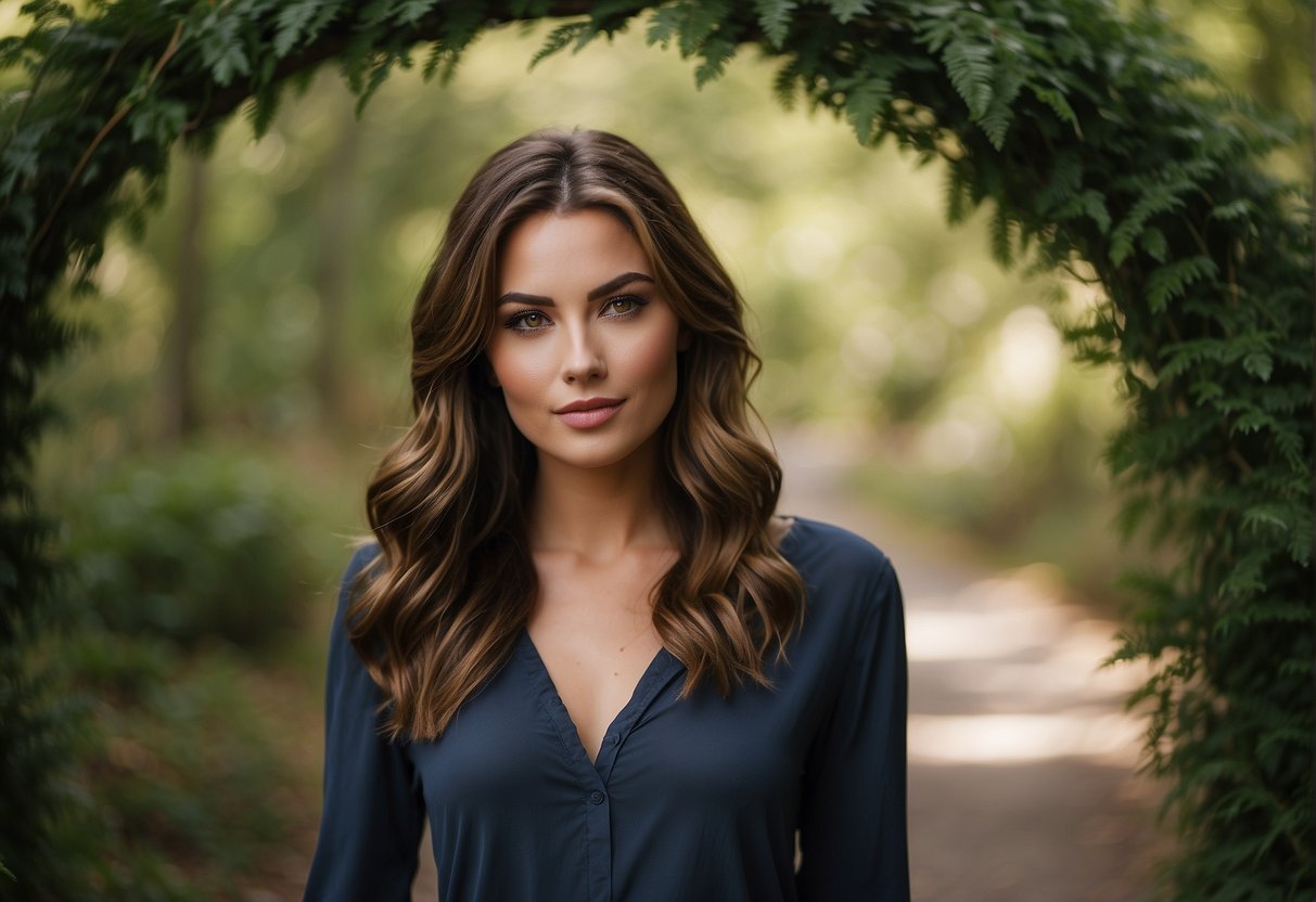 A serene landscape with untouched, wild foliage framing a natural archway, showcasing the beauty of untrimmed, untamed eyebrows