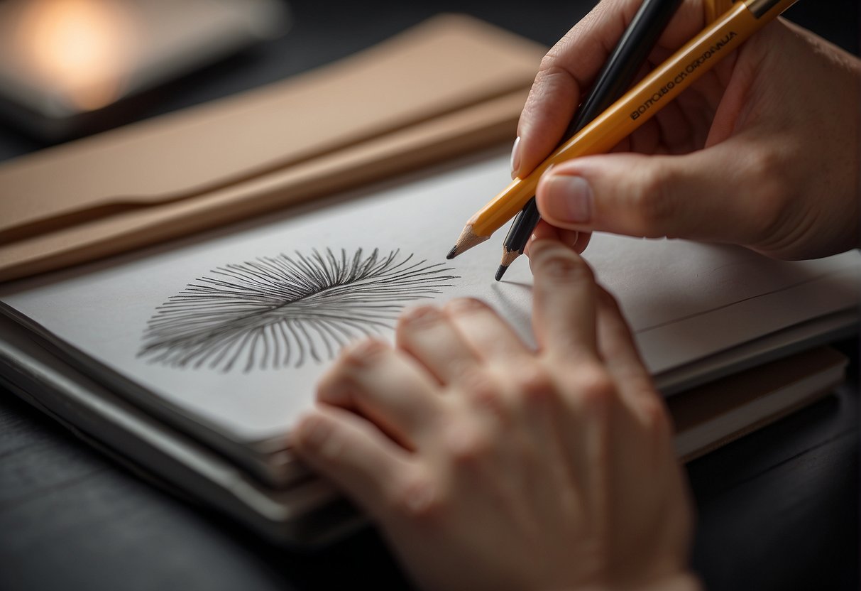 A woman's hand holding a pencil, drawing beautiful eyebrows without plucking
