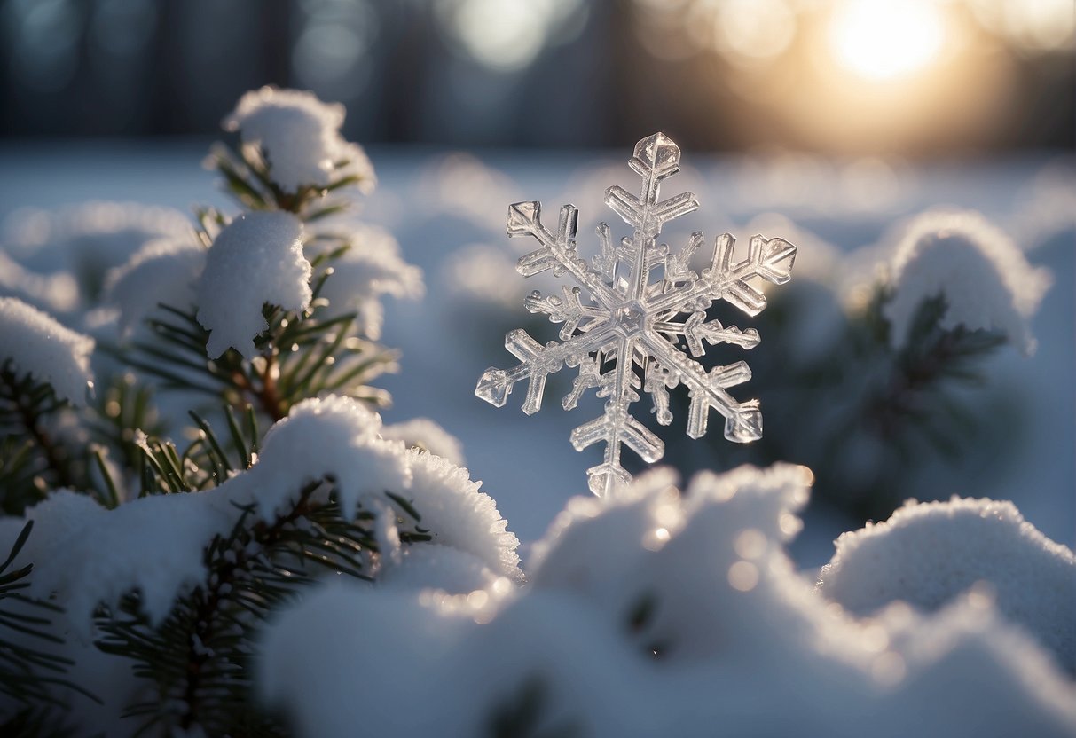 Snowflakes fall gently, blanketing Anchorage in a soft white layer. The air is frigid, with temperatures dropping well below freezing