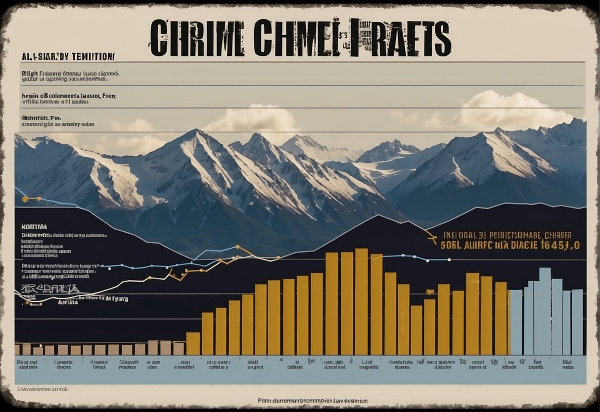 A graph showing rising crime rates in Alaska, with law enforcement efforts highlighted